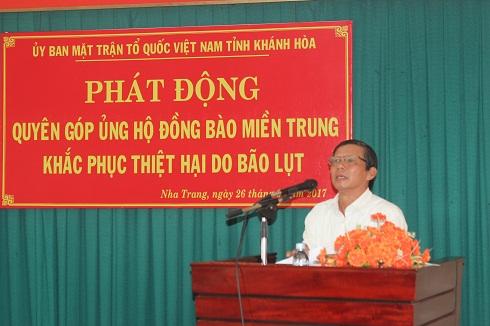 Ông Trần Ngọc Thanh phát động quyên góp ủng hộ đồng bào 4 tỉnh miền Trung.